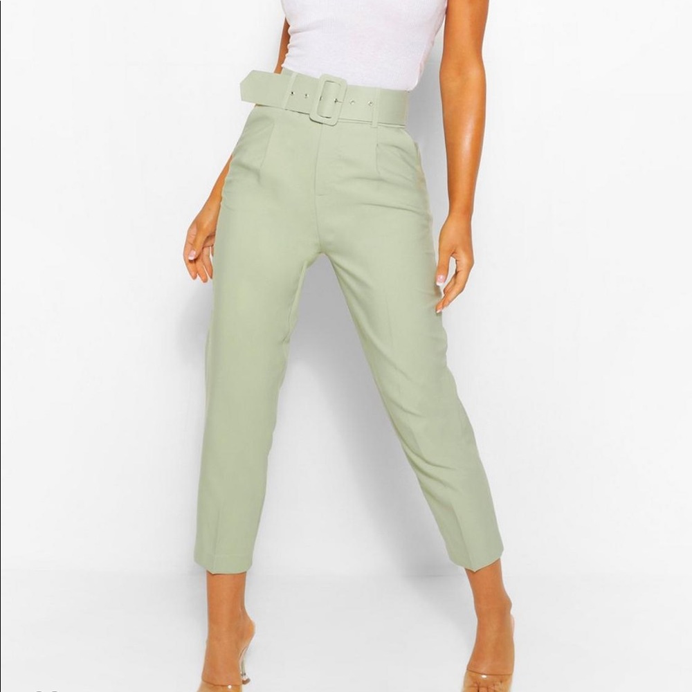 Boohoo Belted Straight Leg Trouser
